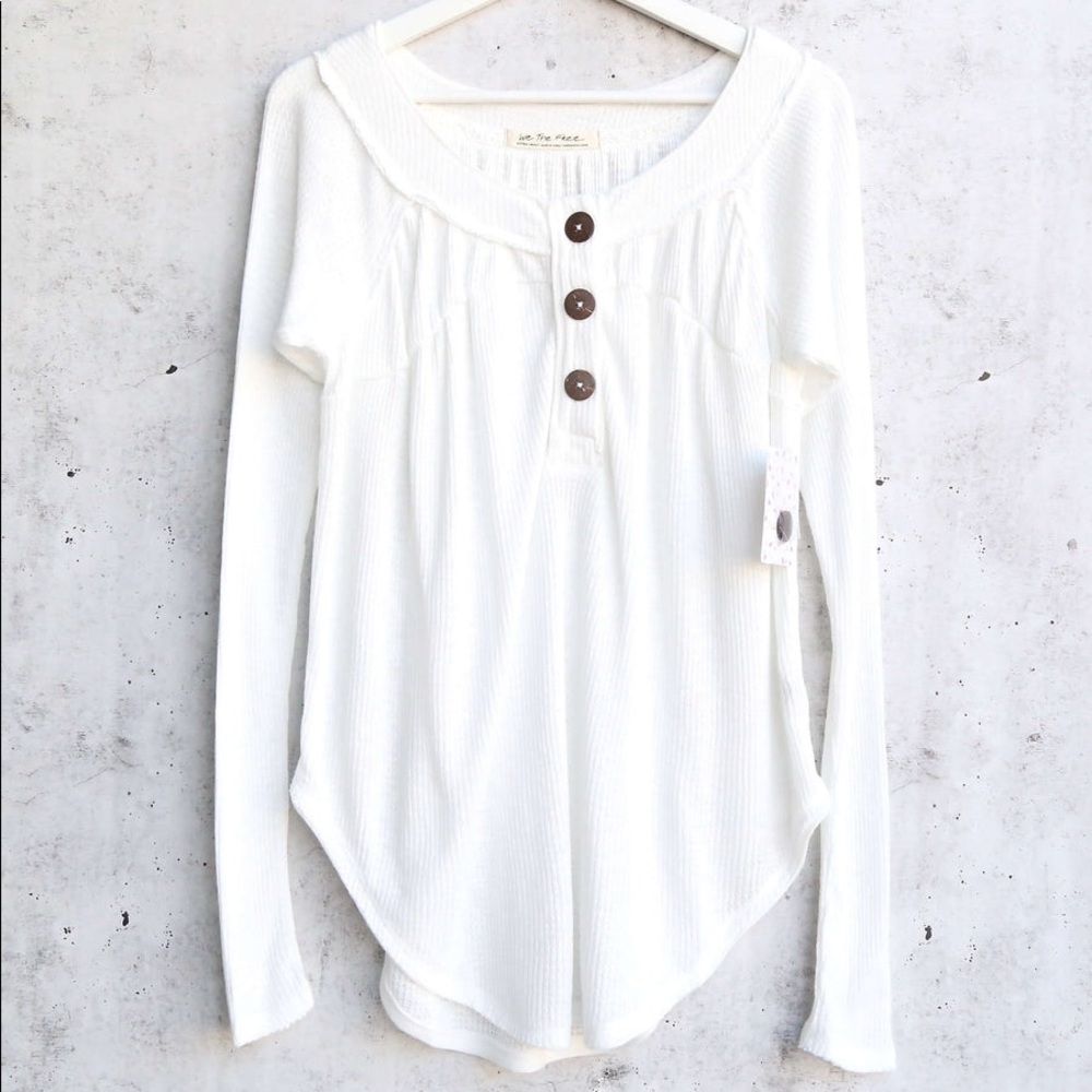 We the Free Free People White Henley Size XS